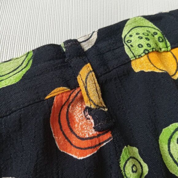 Vintage Mosaic Woman Black & Multicolor Fruit Print Plus Size Midi Length Skirt - Picture 8 of 12